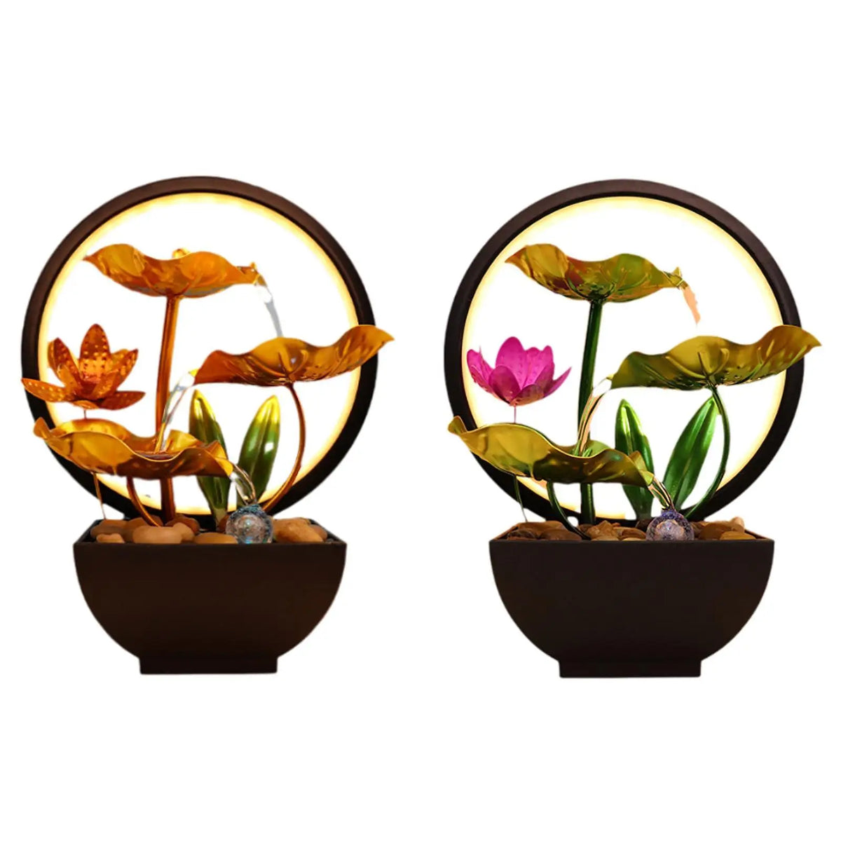Table fountain with light figure for office, indoor, garden, bedroom Quake
