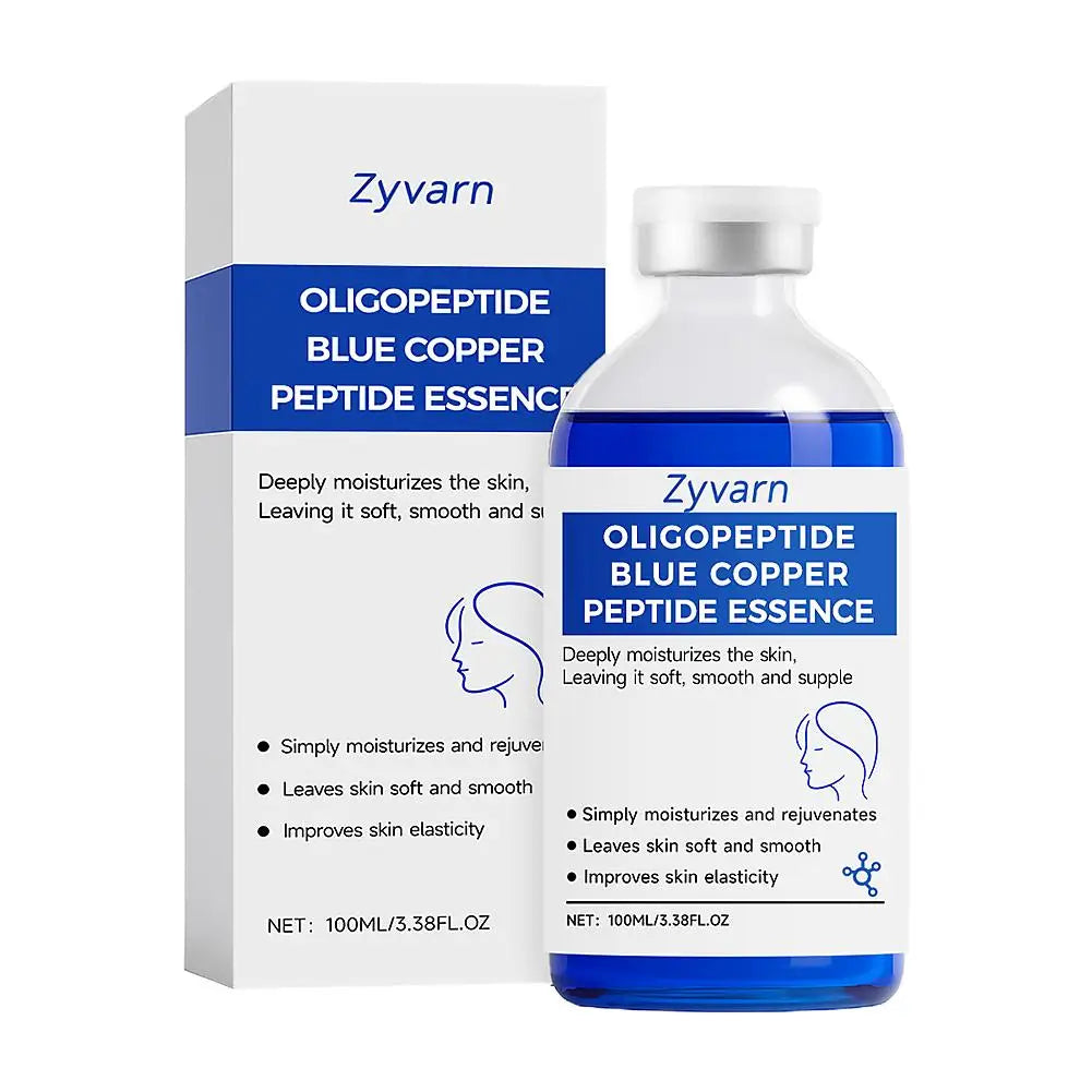 Zyvarn Blue Copper Peptide Facial Essence Deeply Moisturizing Serum for Smooth Skin,Skin Elasticity Care Leaving Skin Soft Quake 1pcs