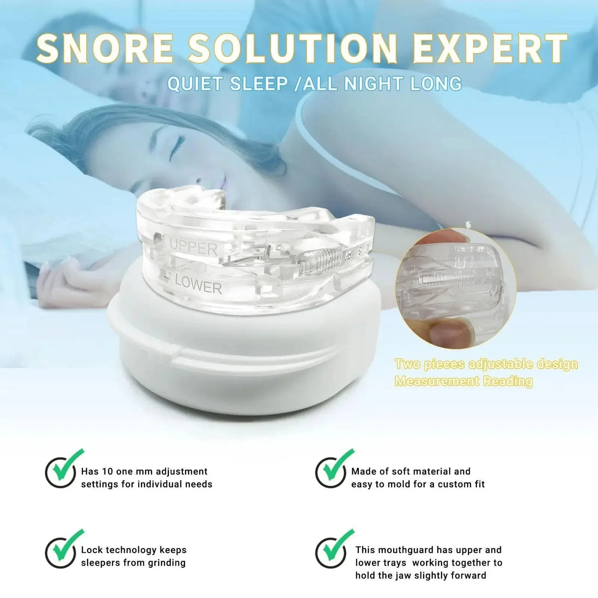 Anti Snoring Bruxism Mouth Guard Improve Sleeping Quality Anti Snoring And Apnea Snoring Device Mouth Guards with Storage Box Quake