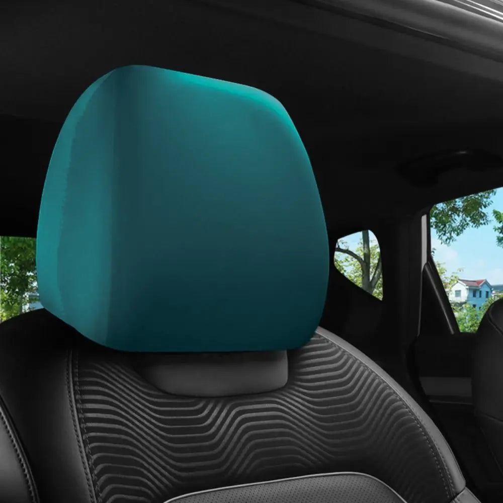 Universal Dirt-proof Car Headrest Cover Non-Slip Practical Seats Cover Elastic Solid Color Car Interior Accessories Quake Green