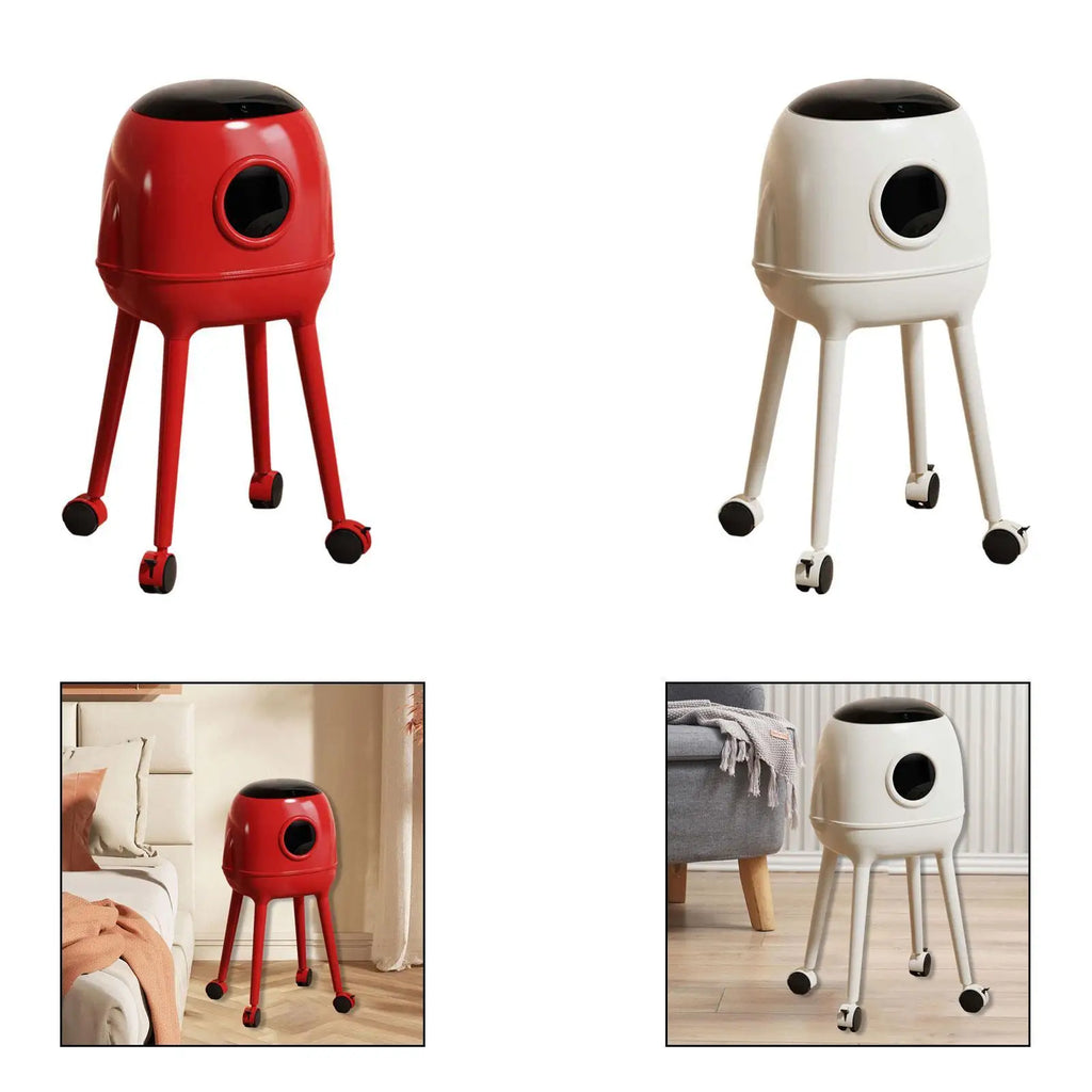 Double Layer Trash Can with Lid High Narrow Garbage Bucket with Wheels for Home Recycling and Storage Quake