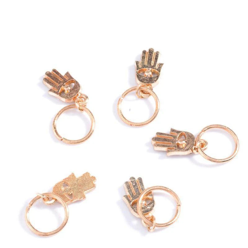 5/10 Pcs Hair Braids Leaves Beads Women Silver Gold Color Hip-hop Hair Rings Braid Bead Hair Headband Braiders Accessories Quake 5pcs 14