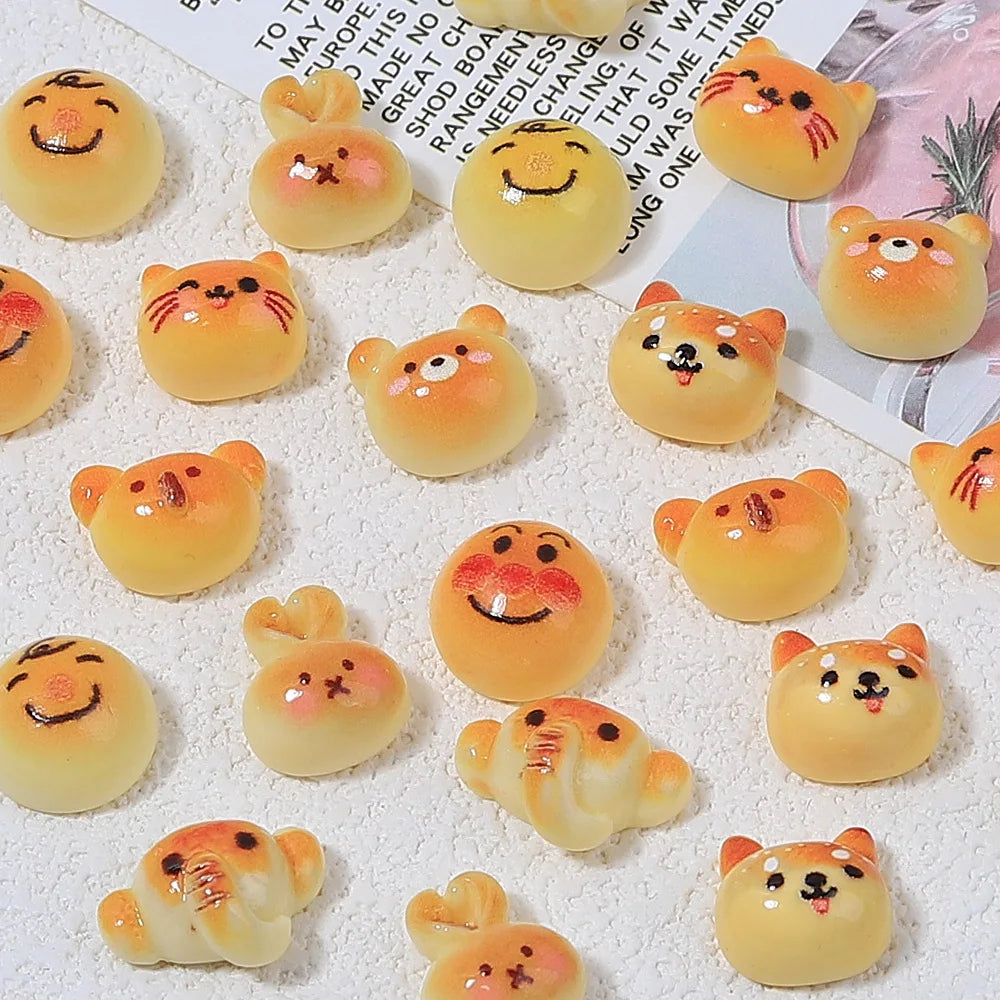 40Pcs Mini Resin Cute Cartoon Dog Bread Flatback Cabochon Fake Food For Hair Bows Jewelry Making Miniature Dollhouse Accessories Quake