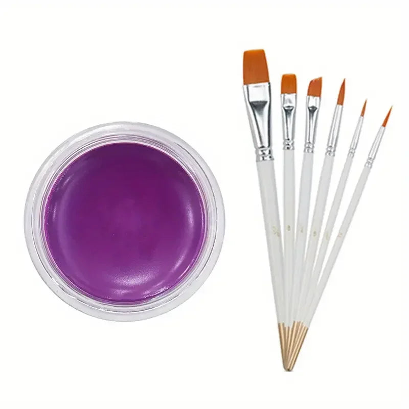 10g Face Paint Oil Body Painting Halloween Makeup Face Painting Stage Makeup Waterproof Body Paint With 6 Brushes Quake Purple 6 Brushe