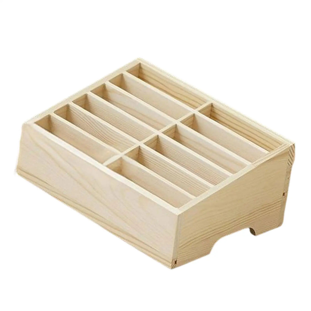 Wooden Cell Phone Holder Storage Box Compact Desktop Container for School Supplies and Repair Shop Convenience Quake Beige