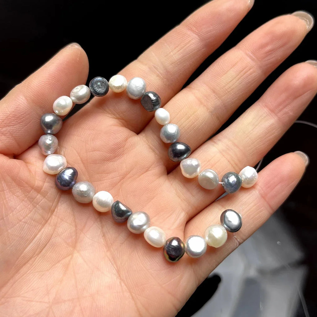 Natural Freshwater Pearl Irregular Colorful Pearl 7-8mm For Jewelry Making DIY Necklace Earrings Bracelet Accessory Length 18cm Quake Colorful 7-8mm