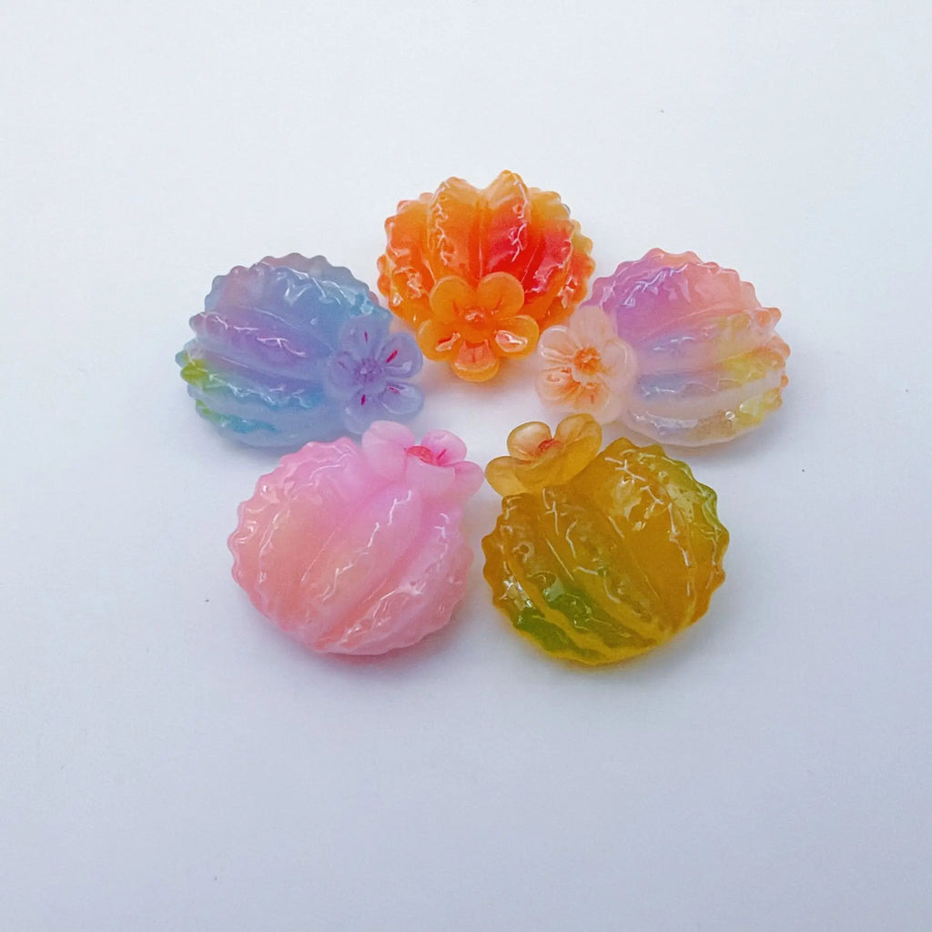 20Pcs Kawaii Colors Cactus Miniature Figurines Resin DIY Crafts Statue Fairy Garden Accessories Desktop Ornament For Home Decor Quake