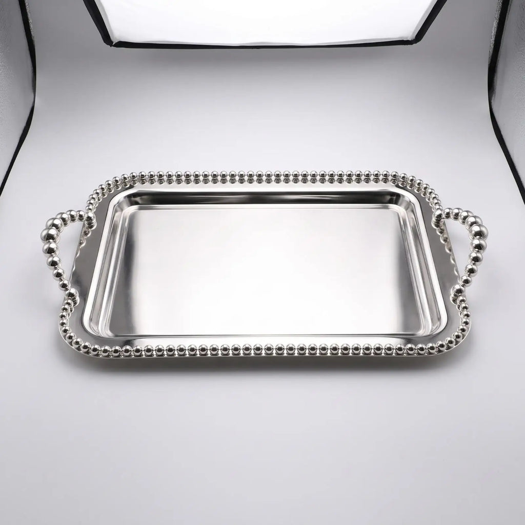 Rectangular Metal Serving Tray for Dining Table Vanity Organization Decorative Mirror Finish Gift Quake Gold