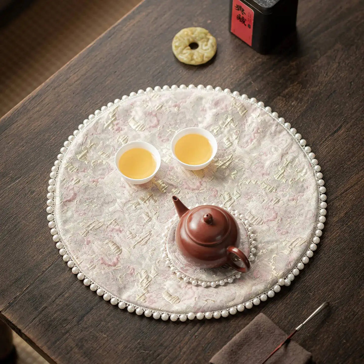 Pearl Tea Mat Chinese Style Double-sided Heat-resistant Insulation Pad Table Teapot Mat Tea Table Tea Ceremony Quake