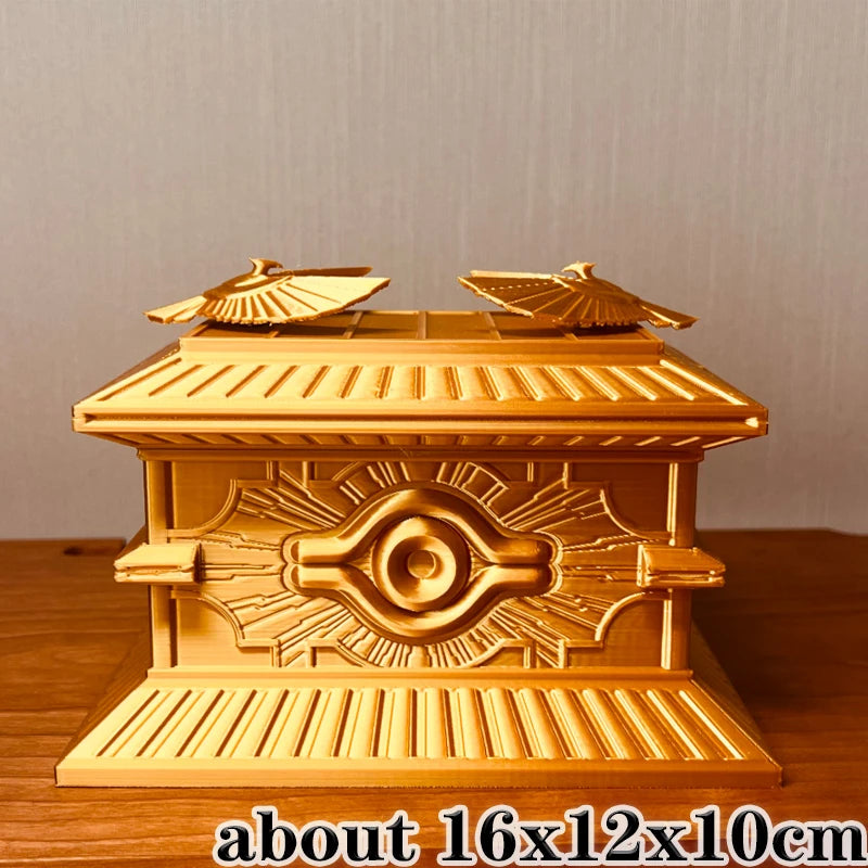 New Hot Yu-Gi-Oh Millennium Puzzle Gold Sarcophagus 3D Printed Desktop Decor Card Storage Box Creative Gift Toy for Anime Fans Quake about 16x12x10cm