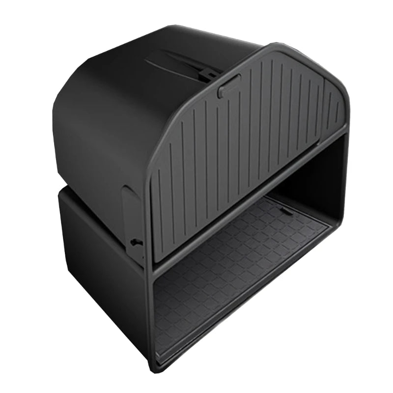 Covered Upper Compartment Trunk Storage Box for Right Side Cargo Area, ABS Insert with Open Lower Tray, Textured Panel and H8WE Quake CN