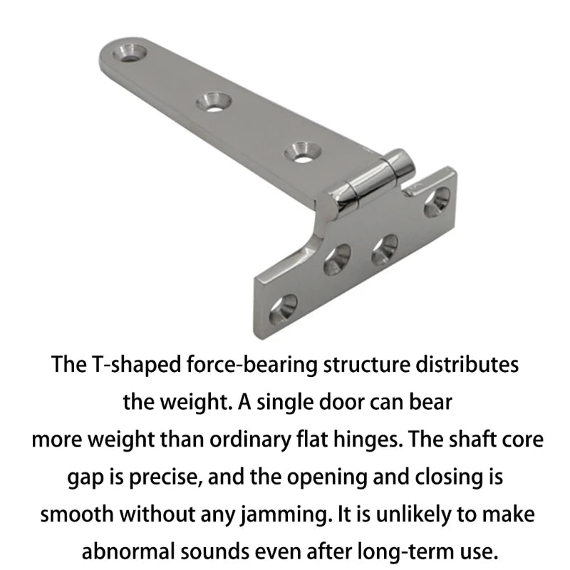 Marine Lid T Hinge 75 x 152 mm with Countersunk Screw Holes for Use H8WE Quake CN