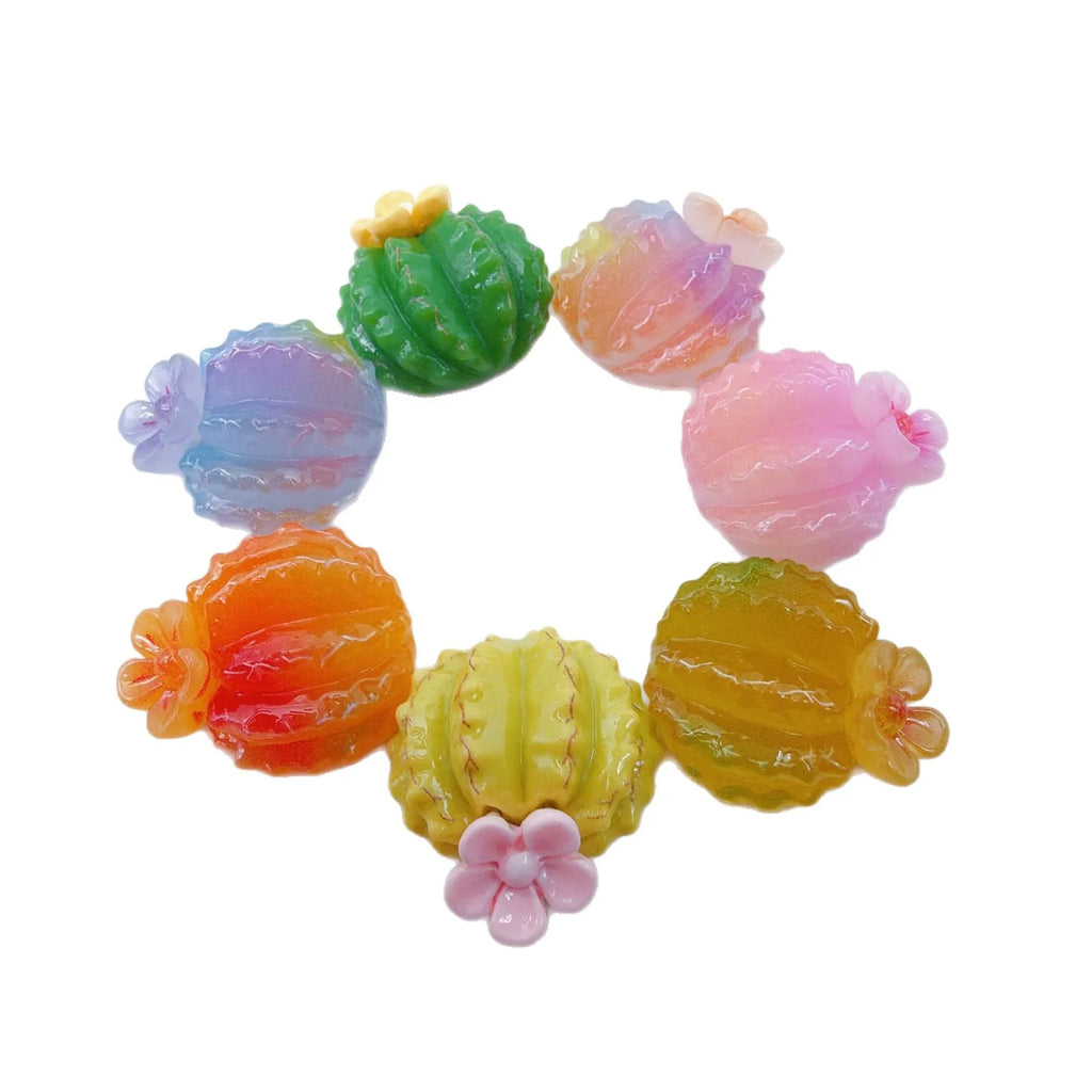 20Pcs Kawaii Colors Cactus Miniature Figurines Resin DIY Crafts Statue Fairy Garden Accessories Desktop Ornament For Home Decor Quake
