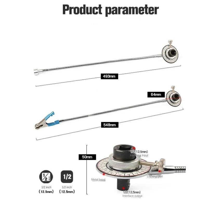 Precision Torque Angle Gauge 1/2 Inch Drive 360 Degree Rotatable Wrench Clip Set Angle Torque Measure Tool Automotive Wrench Quake