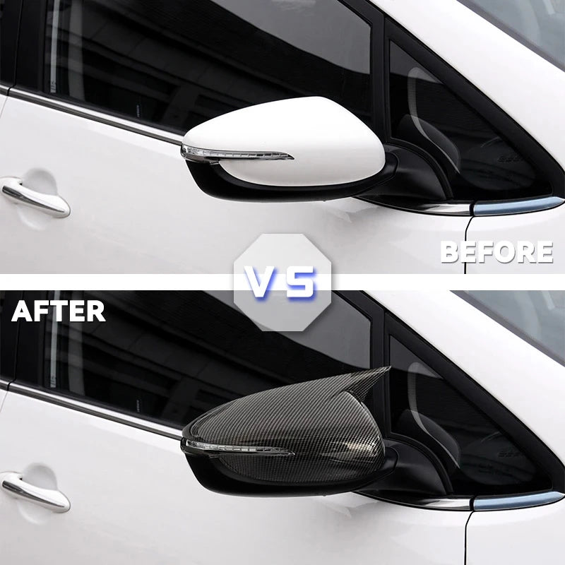 For KIA K3 Cerato Forte 2013-2018 Rearview Side Mirror Cover Wing Cap Exterior Door Rear View Case Trim Carbon Fiber Sticker Quake