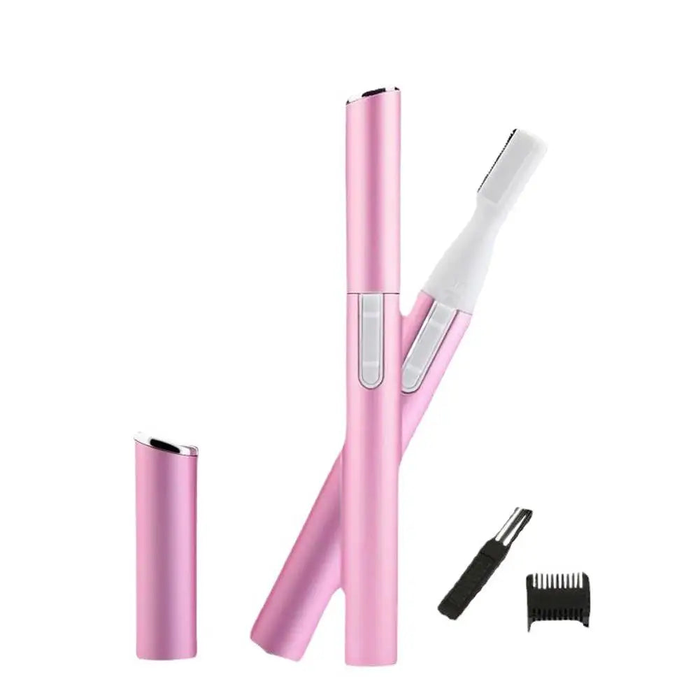All-in-1 Facial Hair Trimmer with Rinseable Blades for Women, Battery-Powered for Eyebrows, Face Hair, Nose, Ear, Light Grooming Quake pink