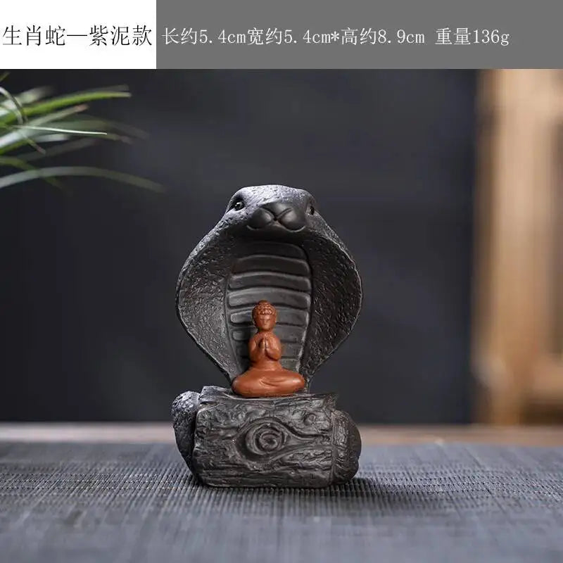 Zisha Twelve Zodiac Creative Tea Pet Ornaments Nurturable Tea Play Tea Accessories Cute Zodiac Small Ornaments Quake Purple Clay x Snake