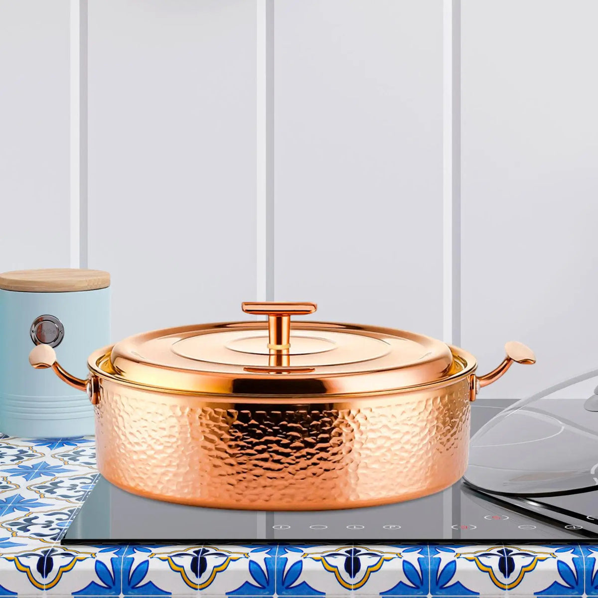 Stainless Steel Hot Pot Portable Shabu Shabu Pot Thickened Stockpot Ramen Pot for Home Family Gathering Holiday Caterers Picnic Quake Golden