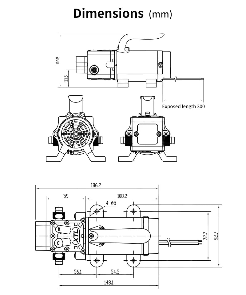 3210H2B-24-100FS Self-Priming Electric Diaphragm Pump Low Pressure High Flow Water Pump for Irrigation and Agricultural Cleaning Quake
