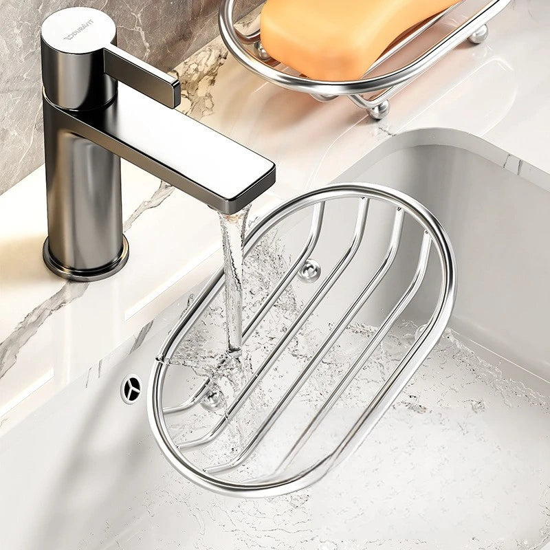 Soap Dish Hollow Drain Soap Holder with Water‑Receiving Tray Bathroom Countertop Soap Storage Rack for Shower Bathroom Quake