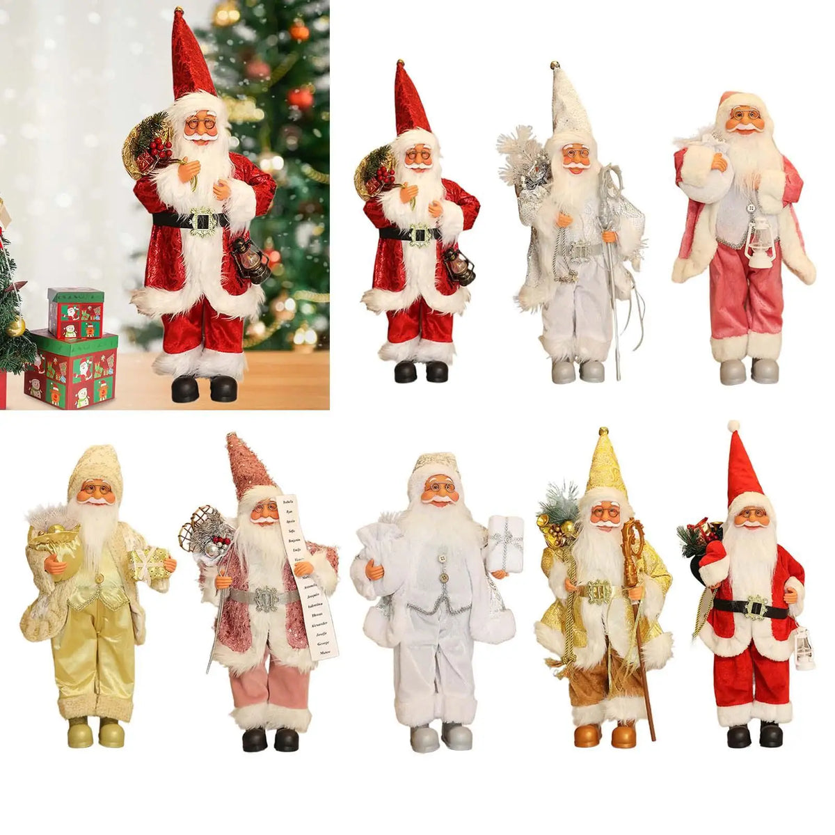 Santa Claus Figurine Xmas Party Ornament Santa Claus Figure for Bedroom Home Quake