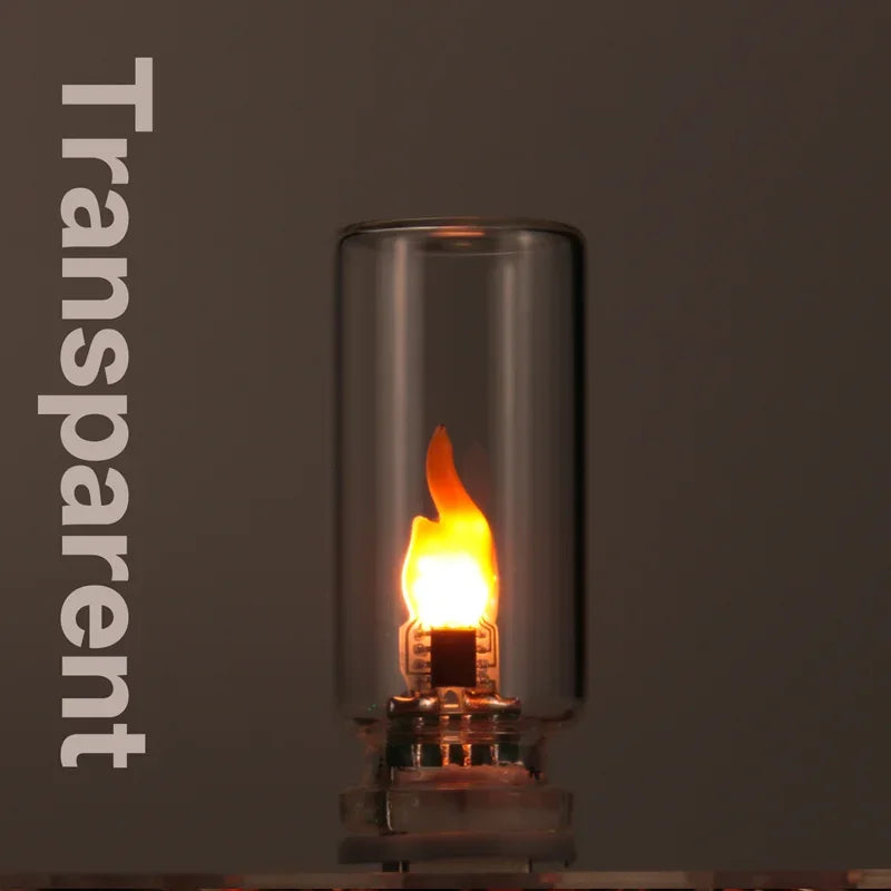 1pc Retro Night Light LED Frosted Clear Glass Candle Light USB Simulated Flame Warm Bulb Lighting for Room Festival Decoration Quake A