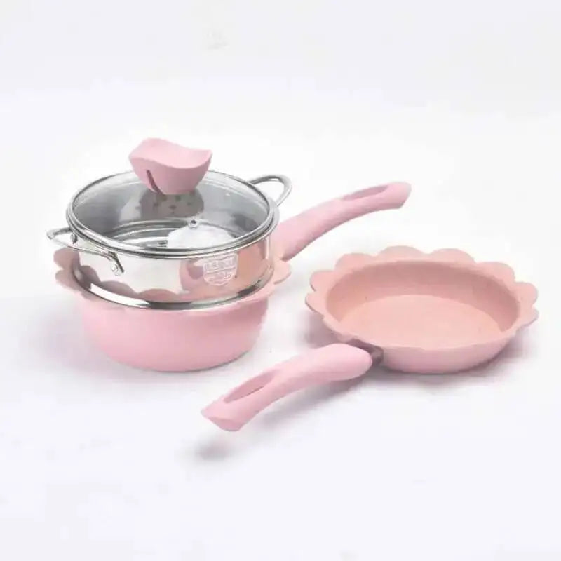 16cm Baby Food Non-stick Pan Supplement Pot Maifan Stone Children Milk Pot Soup Noodle Omelette Pot Quake