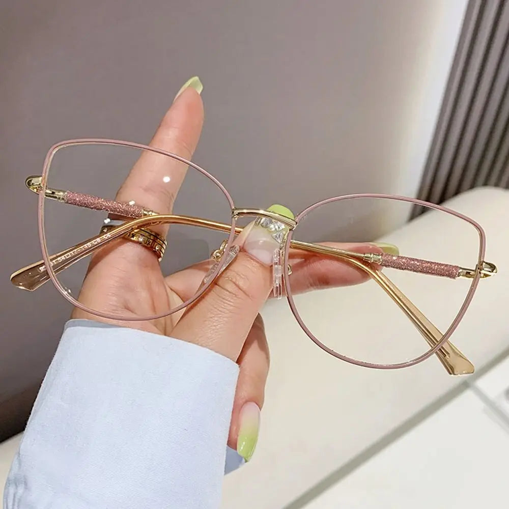 Fashion Vintage Cat Eye Computer Goggles Women Anti Blue Light Glasses Metal Frame Optical Glasses Trendy Office Eyeglasses Quake C01