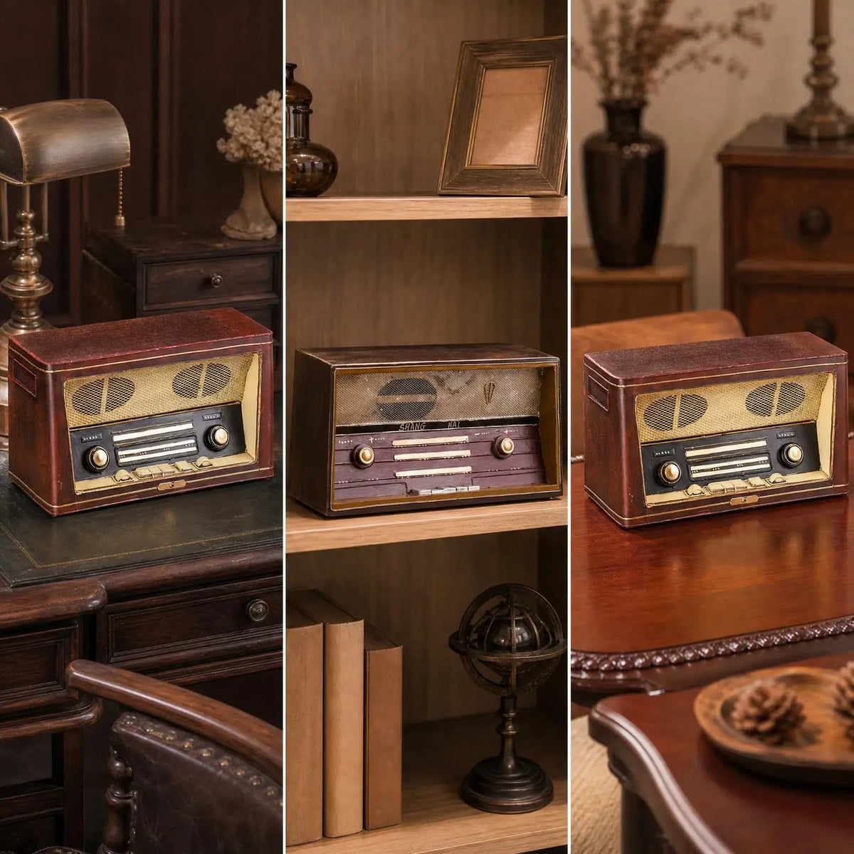 Decor Nostalgic Iron Decorative Radio with Speaker Grille for Rods Quake