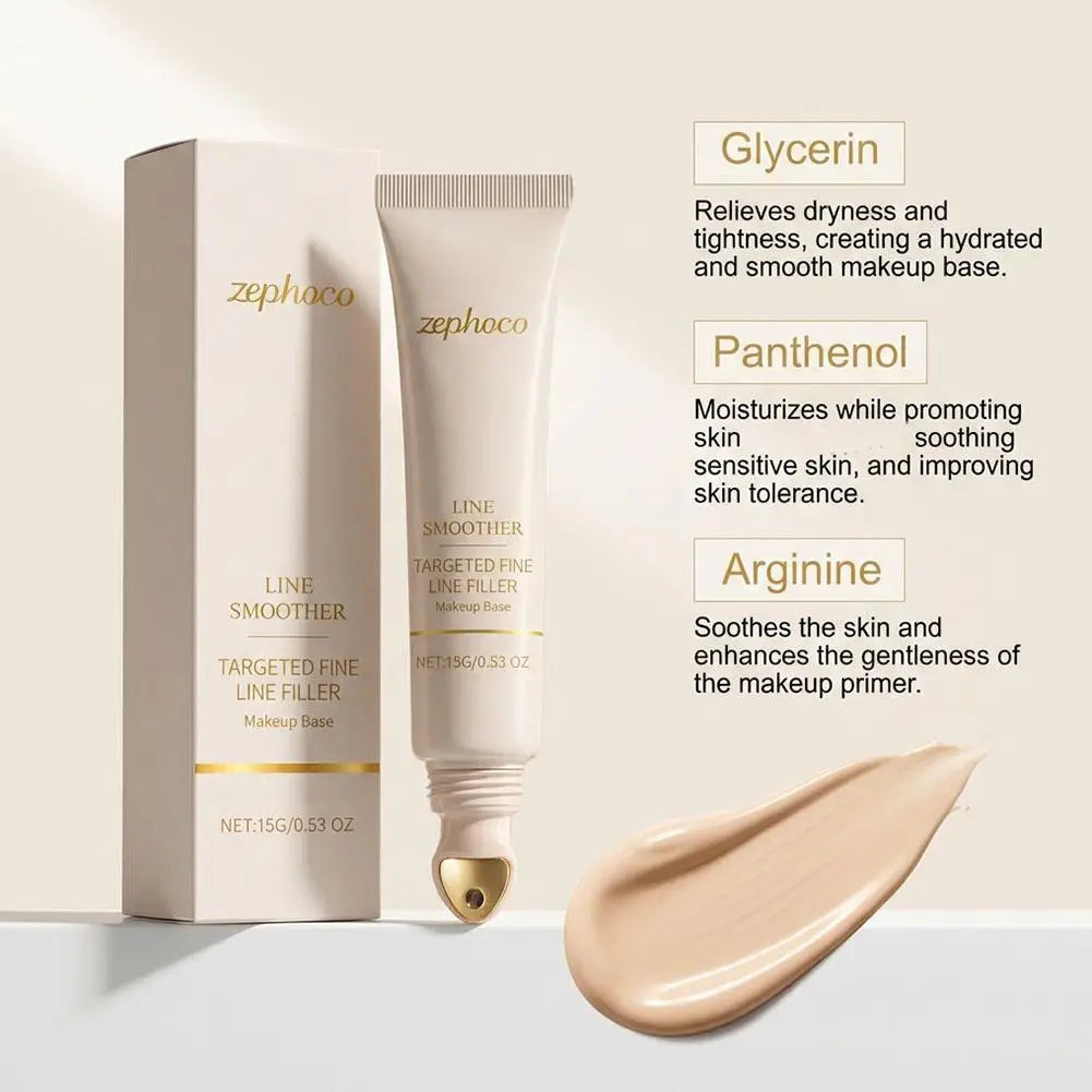 Instant Wrinkle Filler & Pore Eraser Makeup Primer Smooth Skin Base Cream with Rollerball Applicator for Face Eye Fine Lines Quake