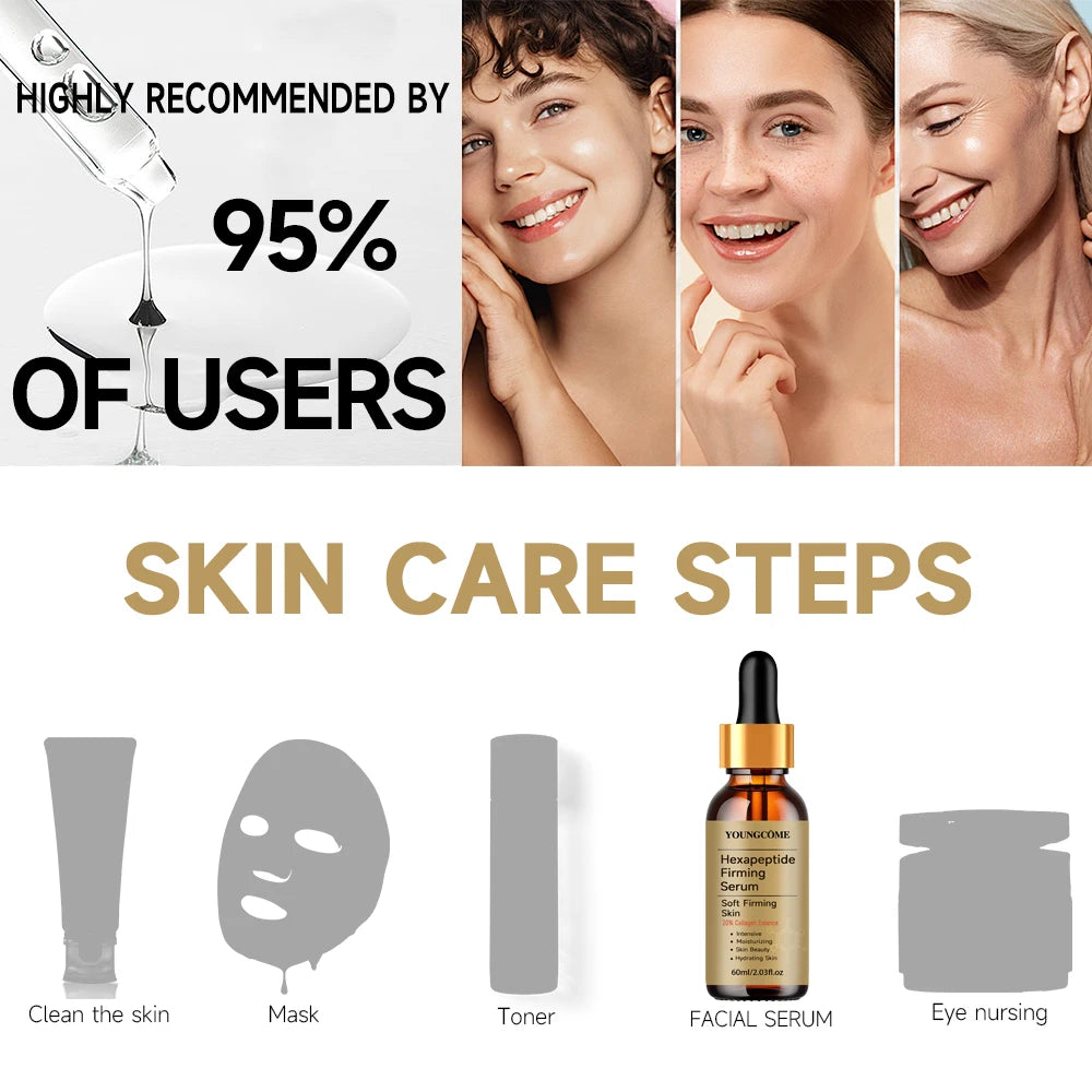 Facial Hexapeptide Anti-Wrinkle Liquid Moisturizing Firming Essence Bright Skin Dark Spot Corrector Face Whitening Serum 2025 Quake