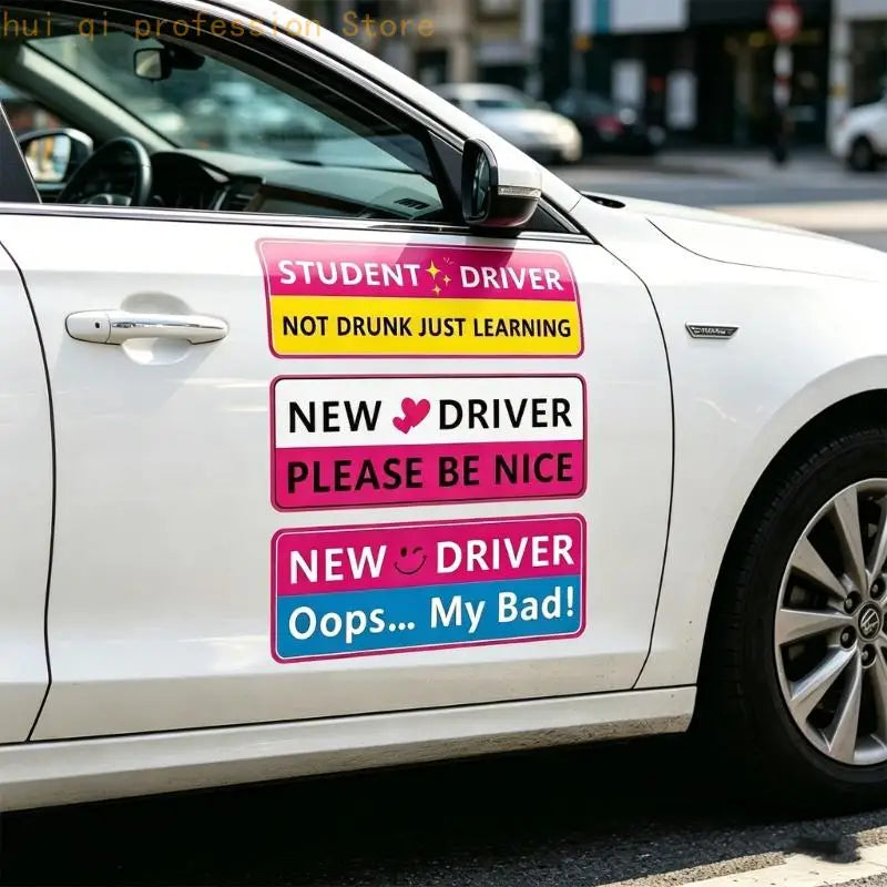 3Pcs New Driver Car Signs Set Learner Driver Reminder Signs with Removable PVC Sign Face for Driving Practice H8WE Quake