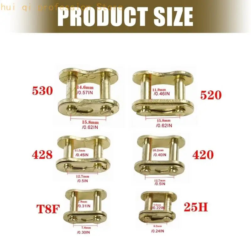 Chain Connector Chain Joining Clip 10 Pack, Gold Metal Part for Motorcycle Repair, Spare Supply, and Routine Service H8WE Quake