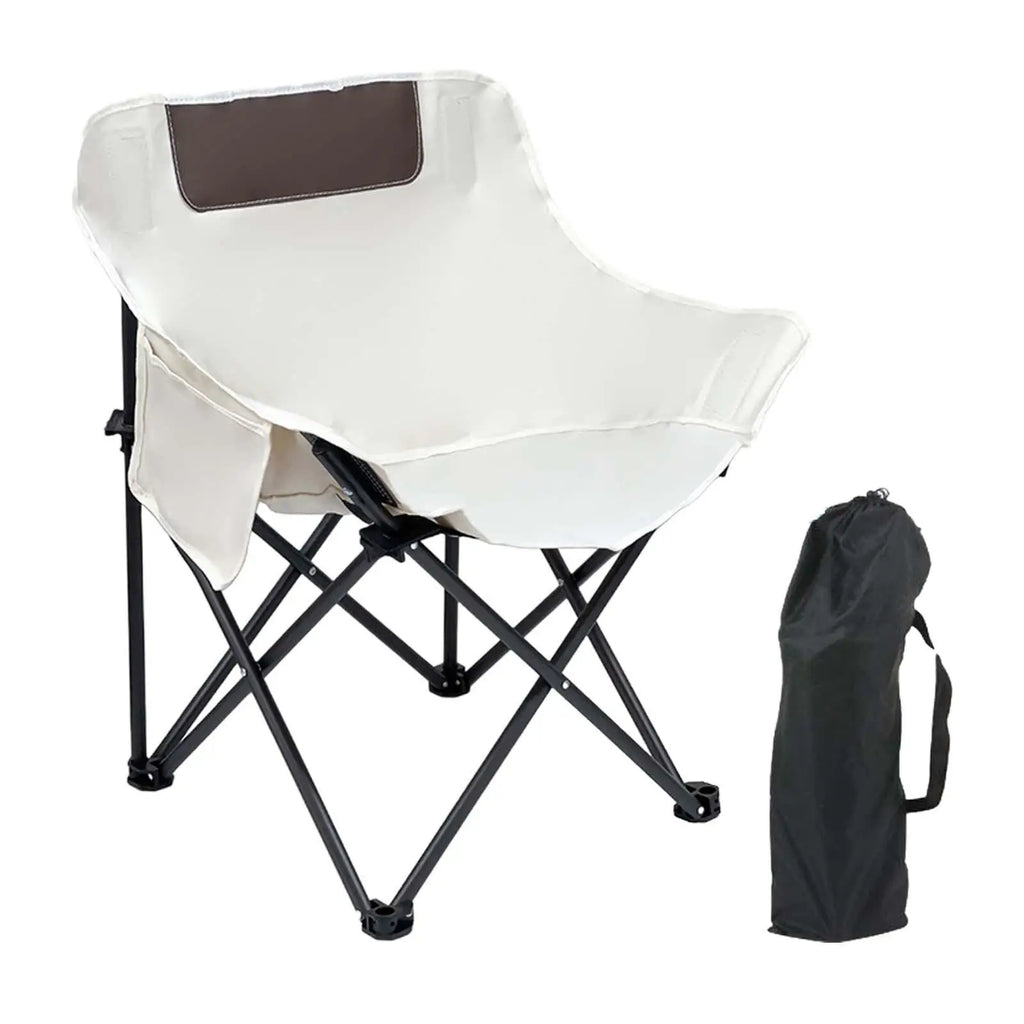 Camping Folding Chair Oxford Cloth Metal Tube with Side Pocket Portable Foldable Chair for Park BBQ Outdoor Backpacking Yard Quake