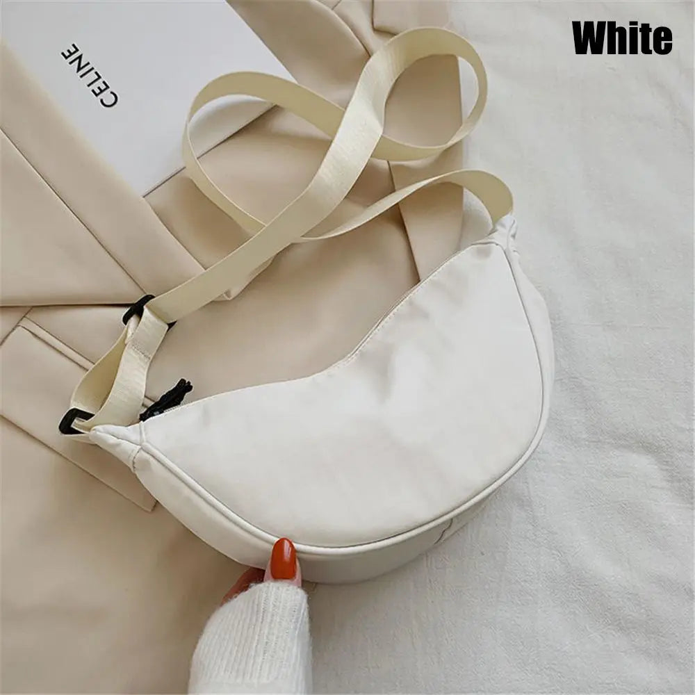 Fashion Casual Hobos Portable Underarm Bag Shoulder Bags Cross Body Bag Chest Bag Quake white