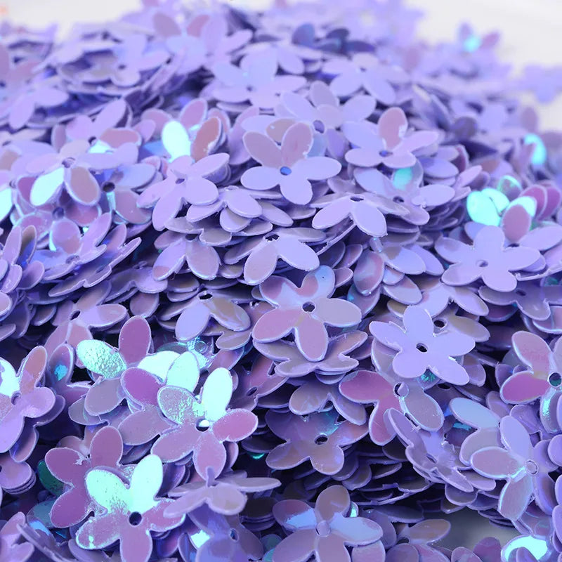 50g/500g Glitters Sequins Flower with Hole PVC Paillette DIY Wedding Sewing Process Clothing Craft Lentejuelas Accessories Quake 49 purple 500g