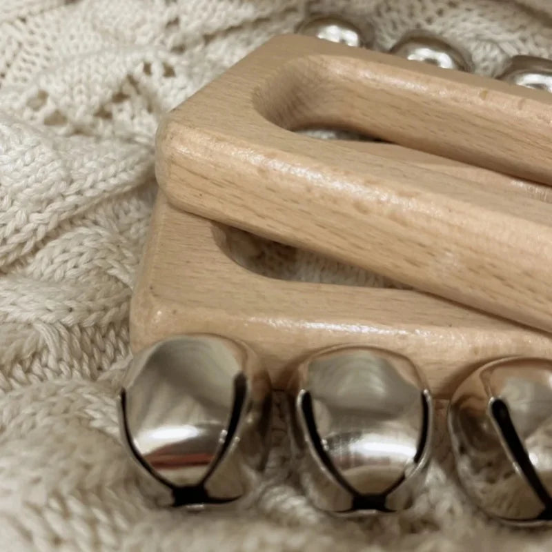 Wooden Hand Bell Shaker Baby Rattle Montessori Musical Toys Wood Musical Instruments Toy Instruments for Toddler Learning Quake