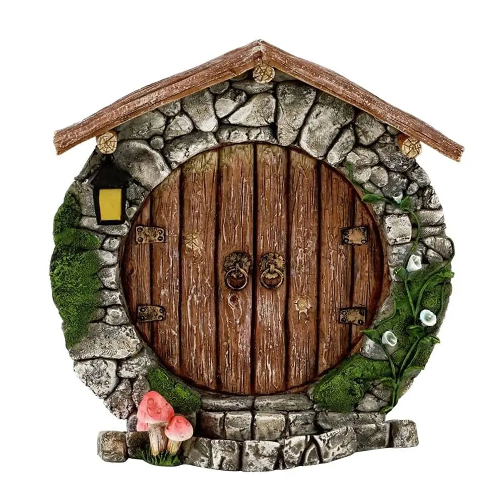 Miniature Fairy Door Figurines Statues for Outdoor Yard Art Garden Tree Decor Accessories With Engraved Design Fairy Garden Door Quake Style B