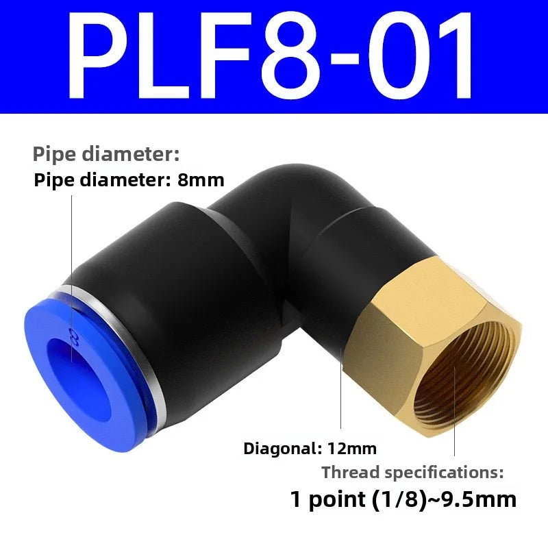 1pcs PLF Pneumatic Fittings Female Thread 1/8 1/4 3/8 1/2 Hose OD 4/6/8/10/12mm Air Elbow Connector Tube Push In Fittings Quake PLF6-04 1 Pcs