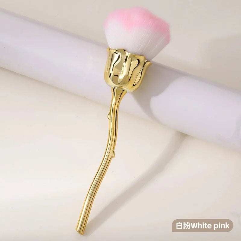Rose Flower Shape Makeup Brush Round Makeup Loose Powder Brushes Manicure Nail Polishing Dust Removal Brush Beauty Make Up Tools Quake White Pink