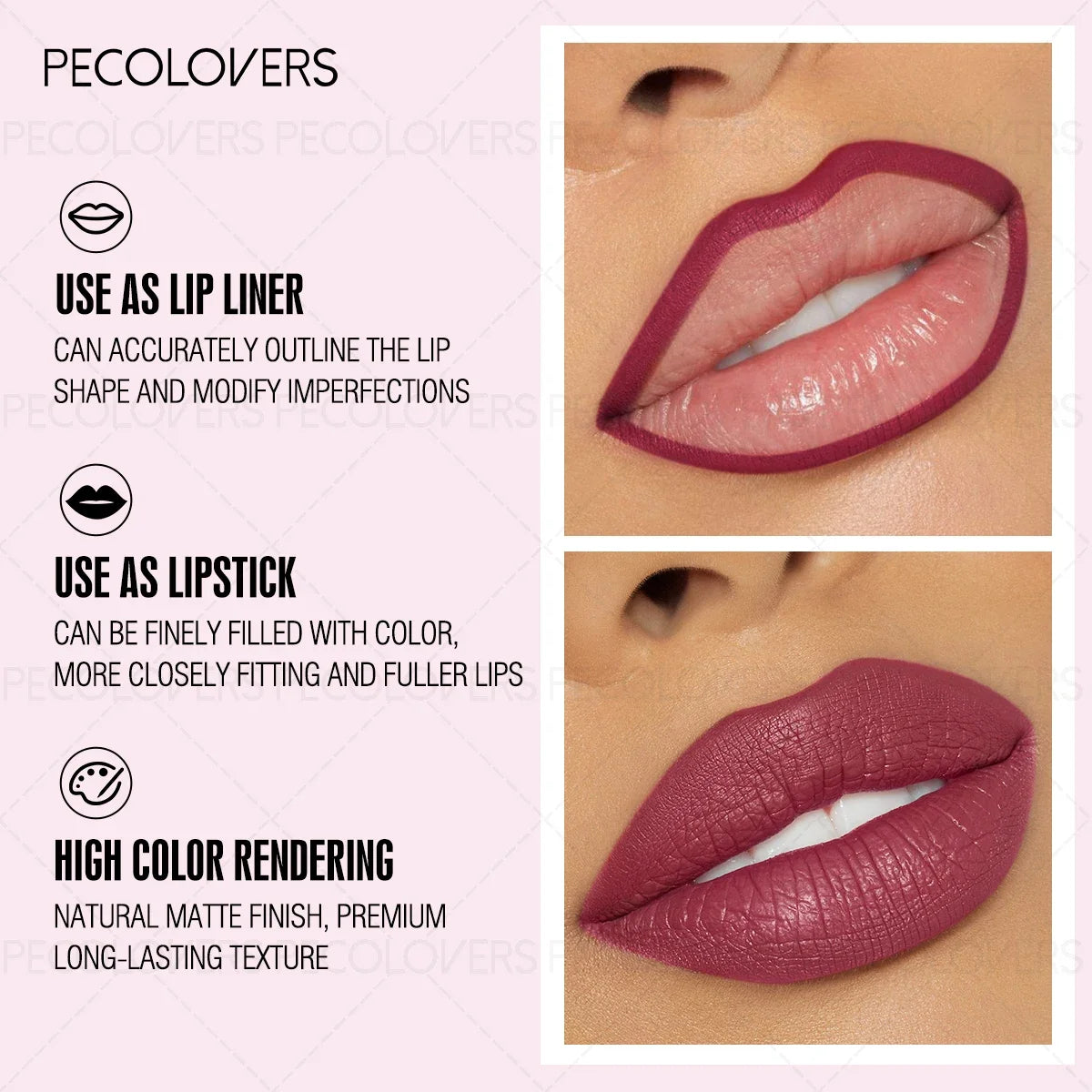 Matte Lip Liner Pencil, Waterproof Sweatproof Long-Lasting, Smooth Pigmented, Twist-Up, for Lip Shaping, Beginner-Friendly Quake