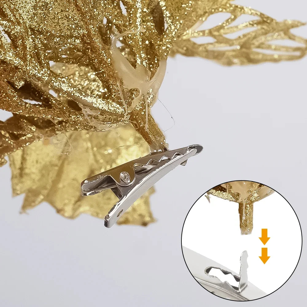 10/30Pcs Mini Metal Clips for Christmas Flowers Christmas Tree Flower Ornament Fixed Clip Xmas Party Garland Decorations Supply Quake