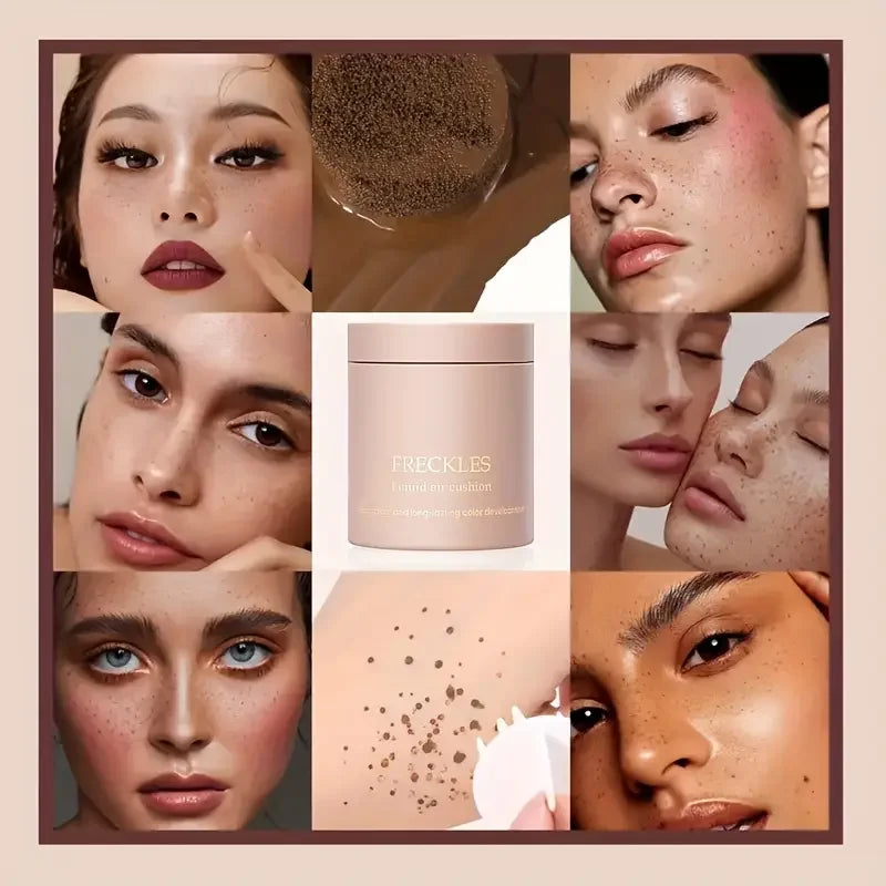 Bionic Vivid Freckle Pen, Soft Brown Stamp Air Cushion Freckle Removal Makeup Waterproof Spot Pen Dot Facial Body Painting Pen Quake