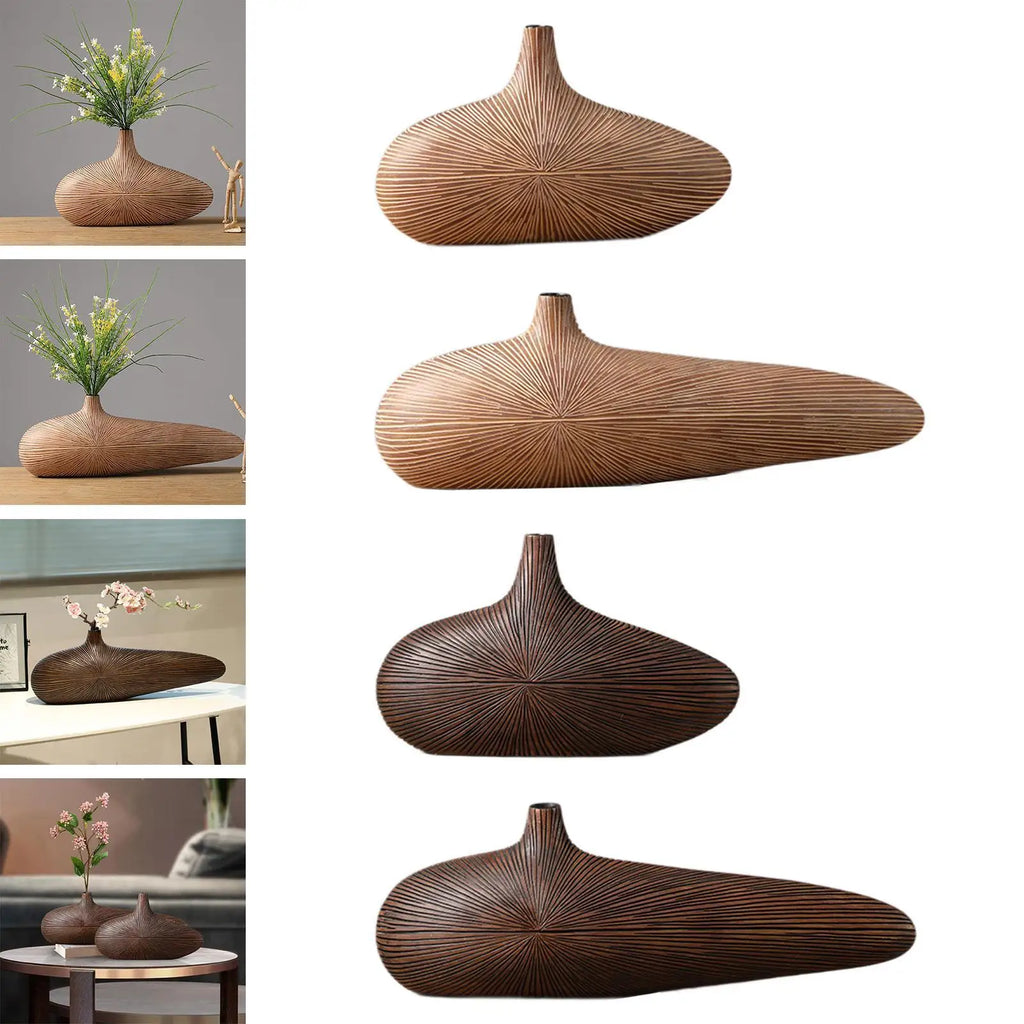 Resin Flower Vase Birthday Gift Desktop Bouquet Planter Organizer Bud Vase Plant Pot for Fireplace Home Bookshelf Office Mantel Quake