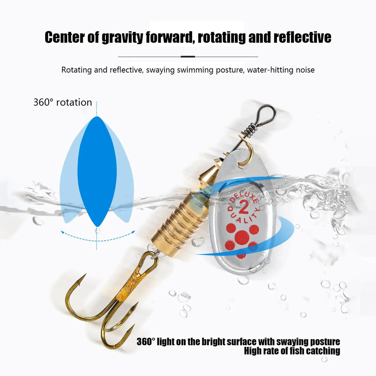 10pcs Spinner Baits for Bass Fishing High-reflective Gold Silver Color Spinner Baits Metal Lures for Bass Beginner Professionals Quake