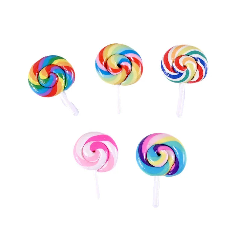 20pcs Mini polymer clay hand made lollipop Flatback Miniature Food Art Supply Decoration Charm Craft DIY Accessories Quake