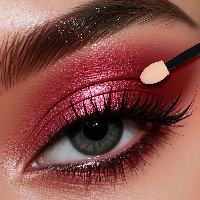 Red Holographic Mirror Nail Powder&Eyeshadow Glitter Lip Makeup 3D Metallic Shine with Free Brush Mirror Mechanical Makeup Effec Quake