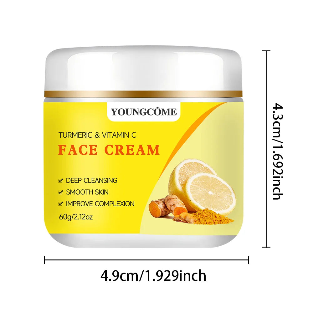 YOUNGCOME Turmeric+Vitamin C Moisturizing&Firming face cream，Skin feels，Skin looks visiblyyounger，Repairs dry skin Quake 60G