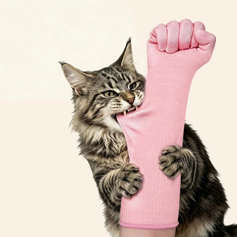 Cut Resistant Pet Handling Gloves with Extended Forearm Coverage, Phone Use Fingers for Grooming and Daily Animal Care K1KF Quake