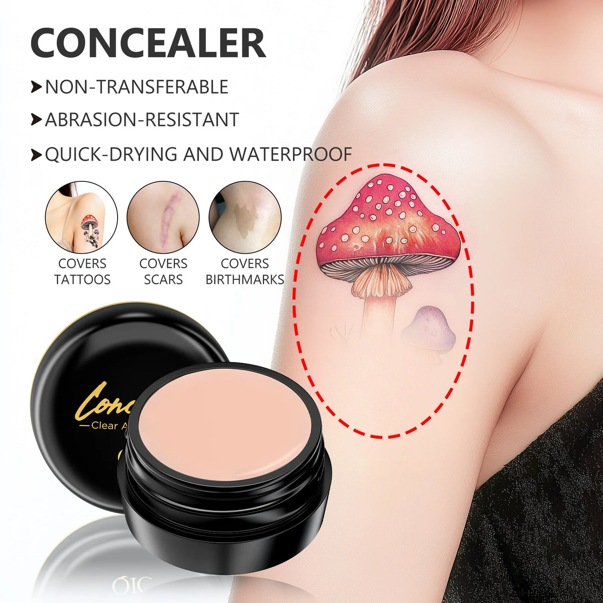 Full Coverage Concealer-waterproof,for Covers Skin Blemishes and Wrinkles and Tattoos,Regulates Skin Tone,Face Concealer Makeup Quake